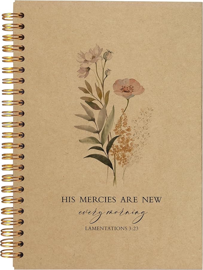 BearCake Floral Christian Notebook Journal, Christian Gifts for Women, Bible Notebooks for Note Taking, Bible Journaling Notebook, Hardcover Spiral Notebook 5.5x8.3 kraft paper-DeskLoop Office