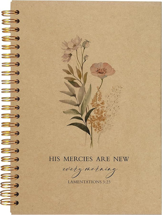 BearCake Floral Christian Notebook Journal, Christian Gifts for Women, Bible Notebooks for Note Taking, Bible Journaling Notebook, Hardcover Spiral Notebook 5.5x8.3 kraft paper-DeskLoop Office