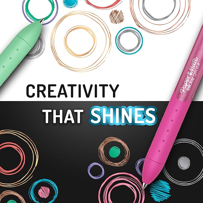 Paper Mate InkJoy Gel Pens, Metallic Pens, Retractable, Medium Point, (0.8mm) Assorted Colors, 10 Count-DeskLoop Office