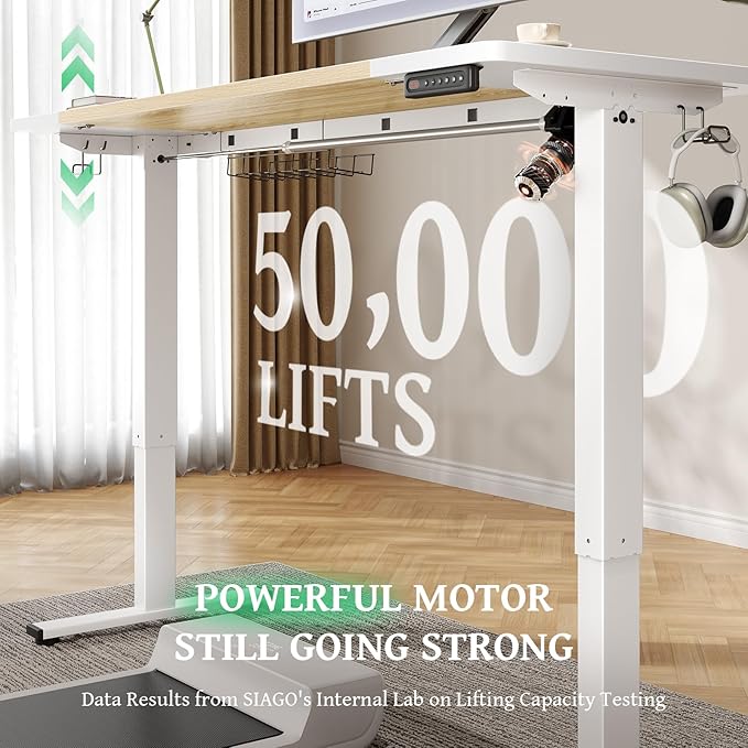 SIAGO Electric Standing Desk Adjustable - 55 x 24 Inch Sit Stand up Desk with Cable Management - 3 Memory Preset Adjustable Height Table-DeskLoop Office