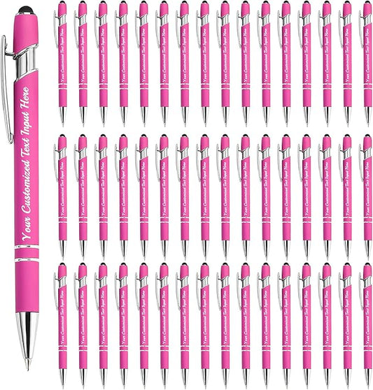 Personalized Ballpoint Pen 48pcs, Custom Pens Free Engraved Bulk with Name Logo, Soft Black Ink Stylus with Touch Metal Office, Gift for Anniversaries, Graduations, Birthdays-DeskLoop Office