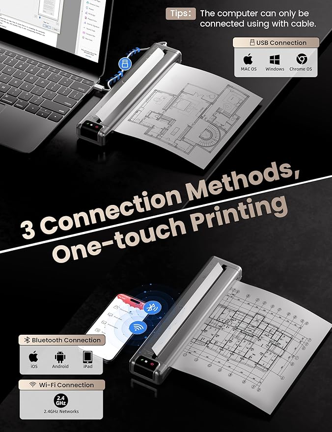 Phomemo Upgraded Q302 Portable Printer, Ultra-High 300dpi Inkless Printer Silent Printing, Wireless Bluetooth Thermal Printer Compatible with Phone & PC, Compact Printers for Business Travel-DeskLoop Office