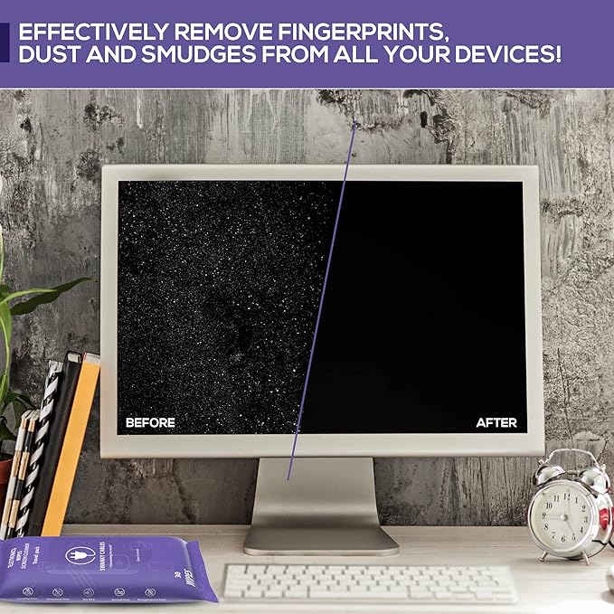 Screen Cleaner Wipes: Electronic Wipes for Screens - Computer Screen Wipes for Lens, Phone, Tv Screen and Monitor Cleaning - Tech Wipes & Microfiber Cloth (Soft Wipes, 180 Count)-DeskLoop Office