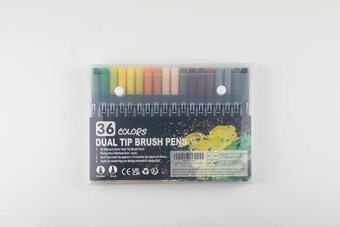 Dual Brush Marker Pens, 36 Colors Art Markers with Fine and Brush Tip Coloring Markers for Adults, Marker for Journaling Calligraphy Drawing Sketching Doodling Illustrating-DeskLoop Office