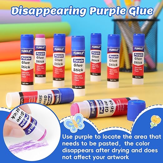 72 Pack Glue Sticks Bulk for Kids, Disappearing Purple Glue Sticks for Classroom and Teacher Supplies.Dries Clear, Non-Toxic, Washable, Back to School Supplies and Classroom Must Haves-DeskLoop Office