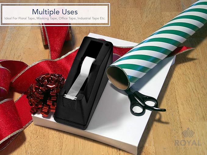 Royal Imports Desktop Tape Dispenser Adhesive Roll Holder (Fits 1" & 3" Core) Heavy Duty Premium for Office, Home, School, Library, Crafts, Moving, Giftwrapping with Weighted Nonskid Base, Blue-DeskLoop Office