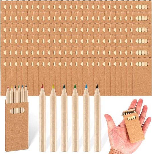 Faccito 150 Packs Mini Drawing Colored Pencils for Kids 3.5 Inch Portable Short Fat 6 Different color Pre Sharpened Pencils in Bulk for Children Painting Classroom School Supplies-DeskLoop Office