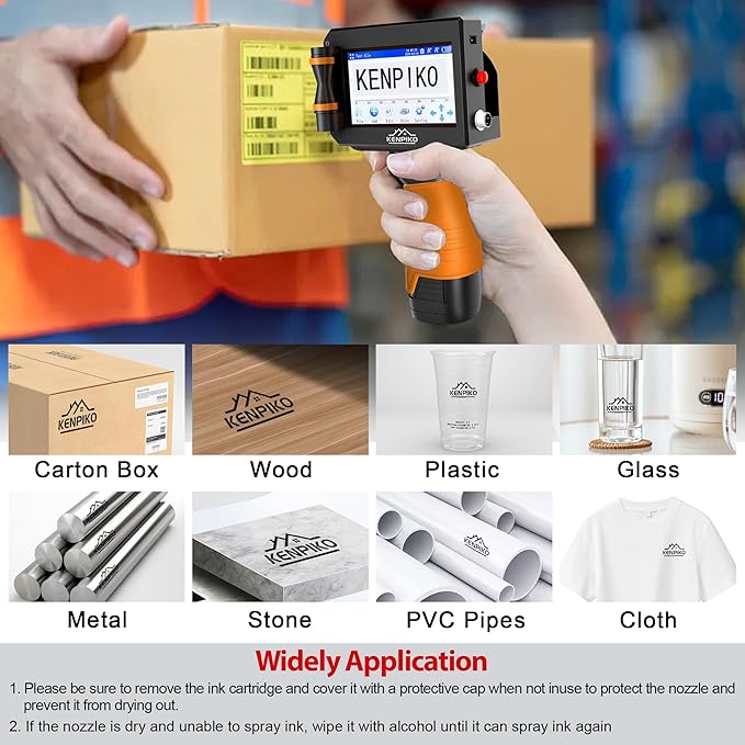 Handheld Printer, 2025 Upgrade 1 Inch Print Height Handheld Inkjet Printer with 72ML Quick-Drying Ink Cartridge,Portable Inkjet Printers Gun with 4.3" Touch Screen for Barcode, Logo, Date-DeskLoop Office