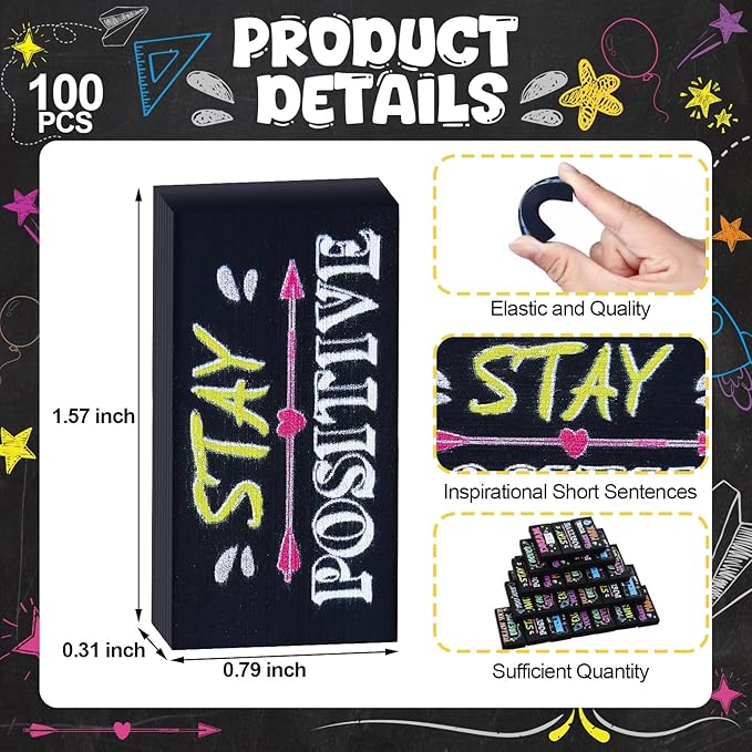 100 Pcs Inspirational Pencil Erasers Bulk for Kids Fun Motivational Eraser School Supplies Back to School Office Supplies for Classroom Office Teacher Artists (Colorful Chalkboard)-DeskLoop Office