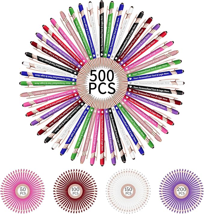 STREADVE 500 Personalized Custom Pens Engraved Writing Pen with Name Logo, Customized Promotional Items Stylus Pen Gifts for Men Women Realtor Business Reunion Wedding-DeskLoop Office