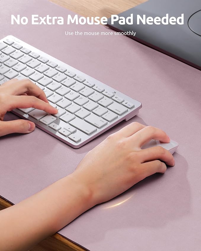 YSAGi Leather Desk Protector, Office Mat, Large Mouse Mat, Non-Slip PU Leather Blotter, Laptop Pad, Waterproof Writing Pad for Office and Home (Grayish Lavender, 35.4" x 17")-DeskLoop Office