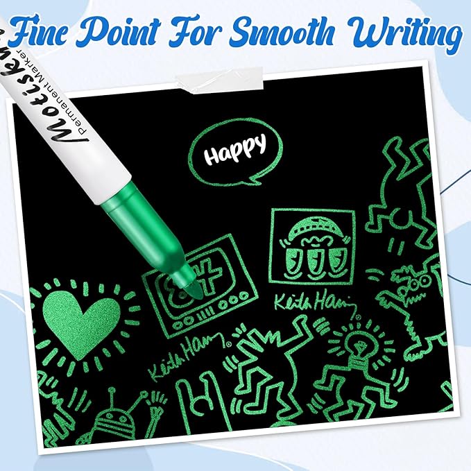 48 Pcs Metallic Permanent Markers Bulk Metallic Marker Pens Medium Tip Quick Dry Paint Pen for Classroom DIY Crafts Artist Illustration Gift Card Making(Colorful)-DeskLoop Office