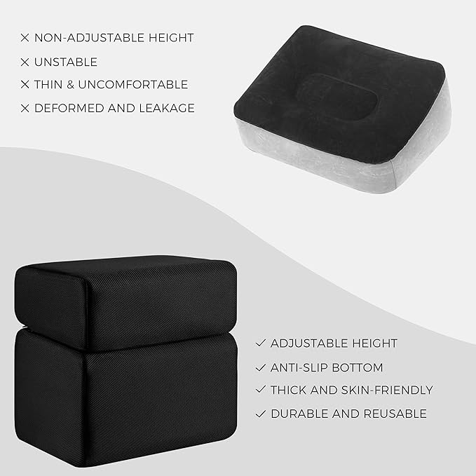 Ganondorf Foot Rest for Under Desk at Work Adjustable Foot Rest Under Desk Ergonomic Foot Stools for Under Office Desk Leg Pillow for Underdesk Footrest with Washable Cover, Mesh Black-DeskLoop Office