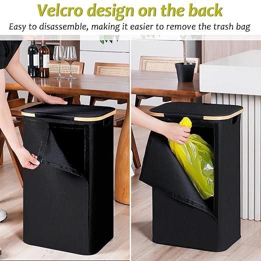 efluky Recycling Bin Holder 100L, 26 Gallon Trash Can with Lid, Garbage Bag Holder for Yellow Bags, Easy Removal, (Inner Bag Not Included) -Black-DeskLoop Office