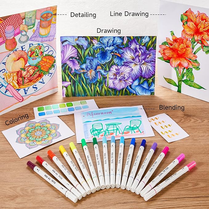 Shuttle Art Dual Tip Brush Pens, 70 Colors, Fine and Brush Dual Tip Markers Set, Portable Storage Case, Ideal for Calligraphy, Coloring, Doodling, Writing-DeskLoop Office