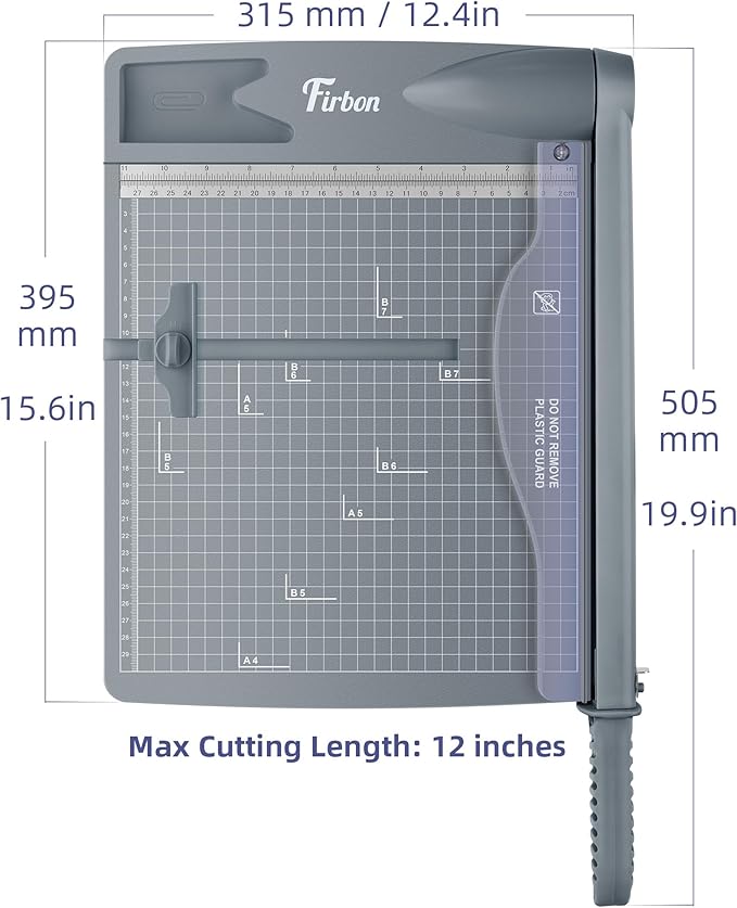 Firbon 12" Guillotine Paper Cutter, Heavy Duty 30-Sheet Capacity Trimmer for Cardstock, Photos, Scrapbooking, Office, Classroom, Studio (Gray)-DeskLoop Office