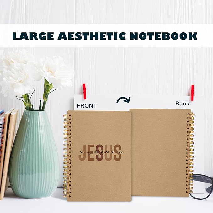 Boho Christian Notebook Journal, Christian Gifts for Women, Bible Notebooks for Note Taking, Bible Journaling Notebook, Jesus the Way the Truth the Life Hardcover Spiral Notebook 5.5x8.3 kraft paper-DeskLoop Office