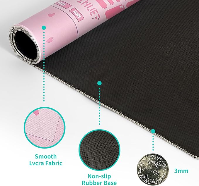 Pink Gaming Mouse Pad 27.6x11.8 Inch Pastel Game Over Large Mousepad Kawaii - Image 8