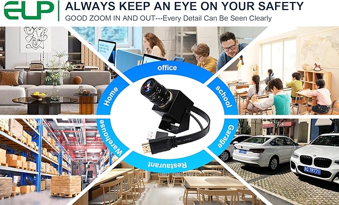 ELP 4K USB HDMI Camera Manual Zoom Webcam - Variable Focus H.264 Telescope USB Security Mini Close-up for Computer - 8mp IMX415 Industrial CCTV (2.8-12mm 4X Zoom Lens)-DeskLoop Office