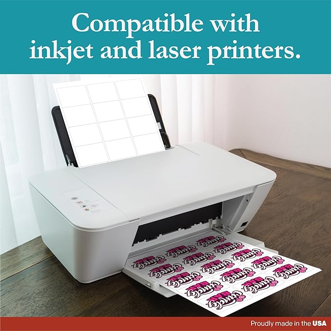Premium Label Supply White Sticker Labels – 2.625" x 2" – Laser/Inkjet Compatible – (15 per Sheet), 1000 Sheets – 15,000 Total Adhesive Labels-DeskLoop Office