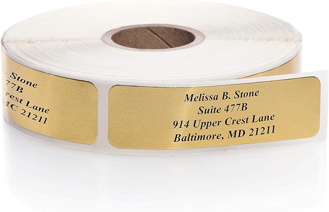 Gold Foil Personalized Return Address Labels Without Dispenser - Roll of 250 Custom Stickers-DeskLoop Office