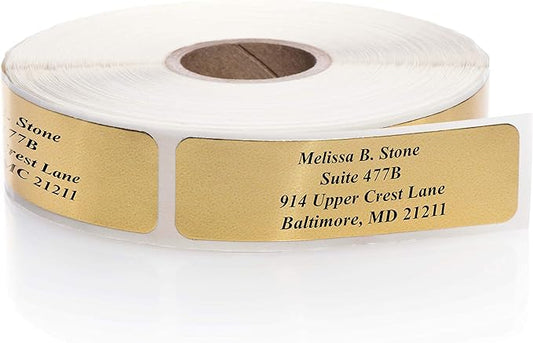 Gold Foil Personalized Return Address Labels Without Dispenser - Roll of 250 Custom Stickers-DeskLoop Office