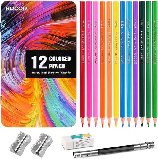 12-Color Colored Pencils Professional Coloring Pencils for Kids and Adults Art Color Drawing Pencil Set-DeskLoop Office