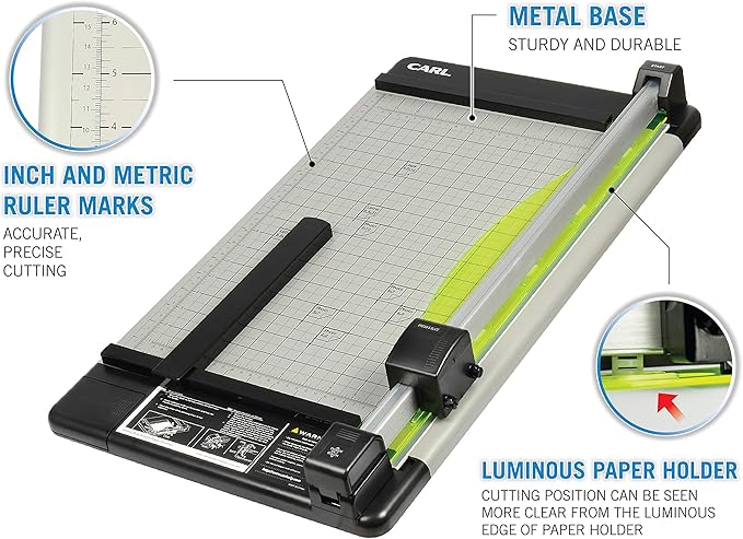 CARL Heavy Duty Rotary Paper Trimmer - 12238, Black/Silver, 18inch-DeskLoop Office