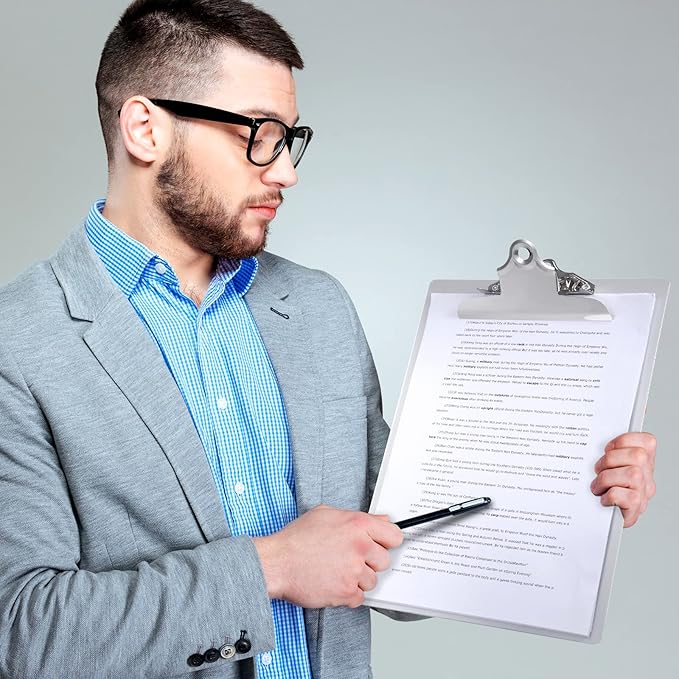 2 Pcs Metal Clipboard Heavy Duty Aluminum Clipboards 12 x 9 Inch Metal Clip Board with Low Profile Clip A4 Letter Size Document Holder for Office School Medical Jobsite Laboratory-DeskLoop Office