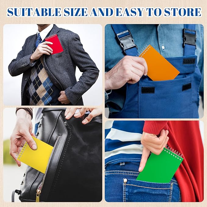 36 Pcs Small Pocket Notebooks 3 x 5 Inch Mini Memo Spiral Notepads Top Bound College Ruled Lined Note Pads for Back School Office Journaling Noting, 75 Sheets/Pad (Rainbow)-DeskLoop Office