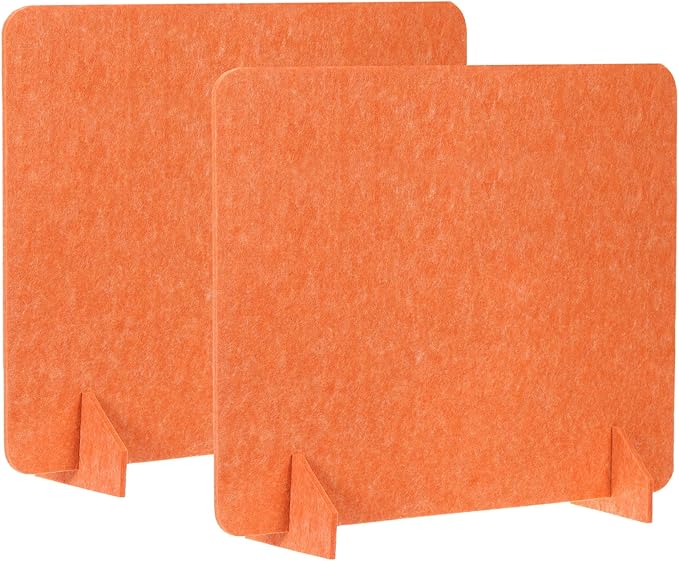 PATIKIL Desk Divider, 2 Set 24 x 24 Inch Acoustic Freestanding Desk Divider Desk Privacy Panel with 4 Pcs Support Feet for Library Office Workstation, Orange-DeskLoop Office