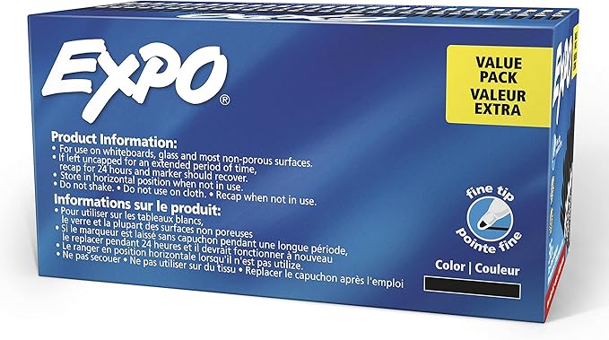 EXPO Fine Tip Dry Erase Markers Low Odor Black Ink 36-Count Set Ideal for Classroom Office and Home Use-DeskLoop Office
