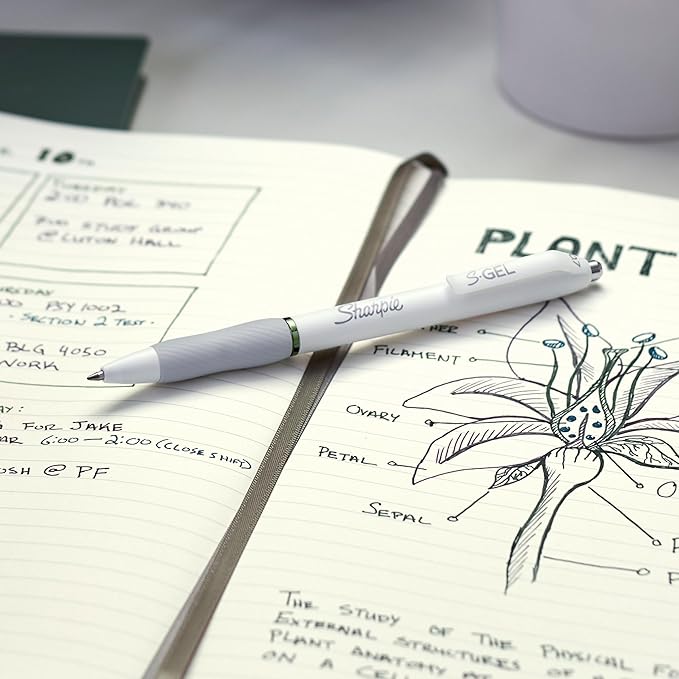 Sharpie S-Gel Pens, Fashion Barrel Gel Pens, Pearl White Body, Medium (0.7mm) Point, Bold Ink Colors, 12 Count-DeskLoop Office