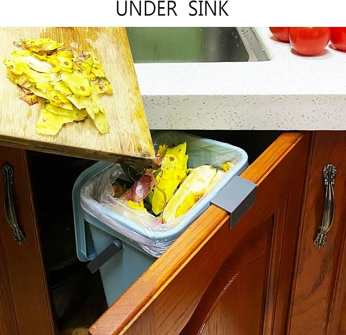 stonespace Compost Bin Indoor Kitchen Sealed, Mountable Compost Bucket, Hanging Food Waste Bin for Kitchen,1.3 Gallon/ 5L Blue-DeskLoop Office