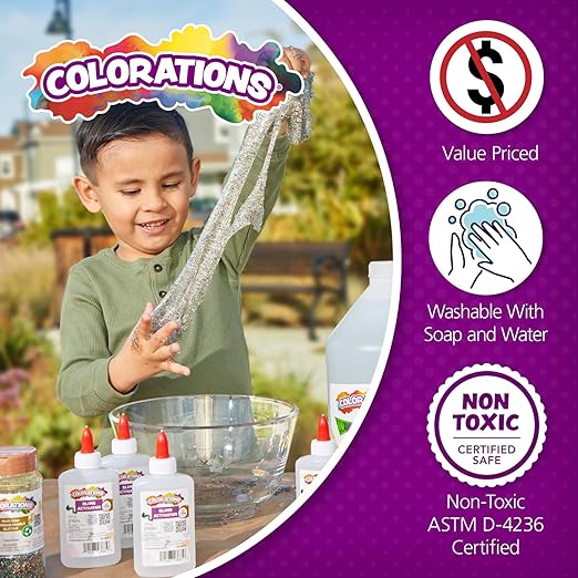 Colorations Washable Clear Glue, 1 Gallon, Dries Clear, Gluing, Crafts, School Glue, Home Glue, Office Glue, Craft Projects, Washable Glue, Non Toxic Glue, Homeschool, Home School Use-DeskLoop Office