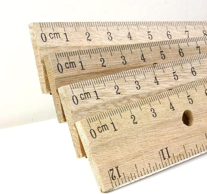 BAZIC Wooden Ruler 12" (30cm), Singel Metal Edge, Inches Centimeter Metric Measuring Drafting Rulers, for Students School Supplies (3/Pack), 24-Packs