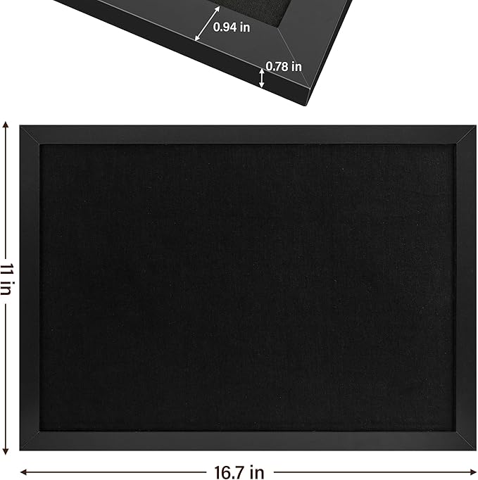 Black Cork Board Bulletin Board 16.7" x 11", 2-Pack Small Linen Corkboards with Frame for Walls, Cute Picture Display Pin Board Vision Board for Room School Office Bedroom 25 Pushpins-DeskLoop Office