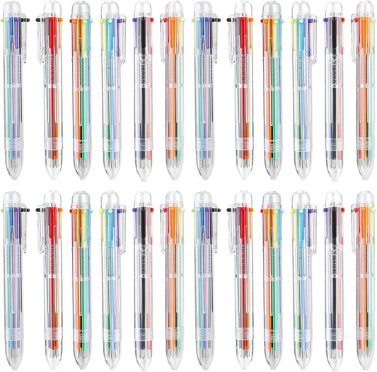 Back to School Supplies 24 PCS Ballpoint Pens Bulk 6-in-1 Colored Pens Ballpoint Party Favors Office Supplies Multicolor Pen Back to School Gifts for Kid Students Son Daughter Classroom Birthday-DeskLoop Office