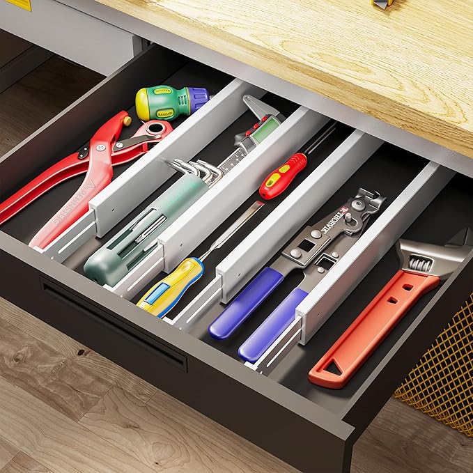 BAMEOS Drawer Dividers Bamboo Separators Organization Expandable Organizers for Kitchen Bedroom Bathroom Dresser Office 4-pack-DeskLoop Office