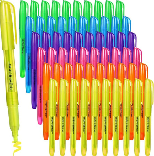 Thenshop 60 Pcs Highlighter Bulk Pack Assorted Colors Highlighter Markers Chisel Tip Fluorescent Pens for Office Classroom Back to School Supplies-DeskLoop Office
