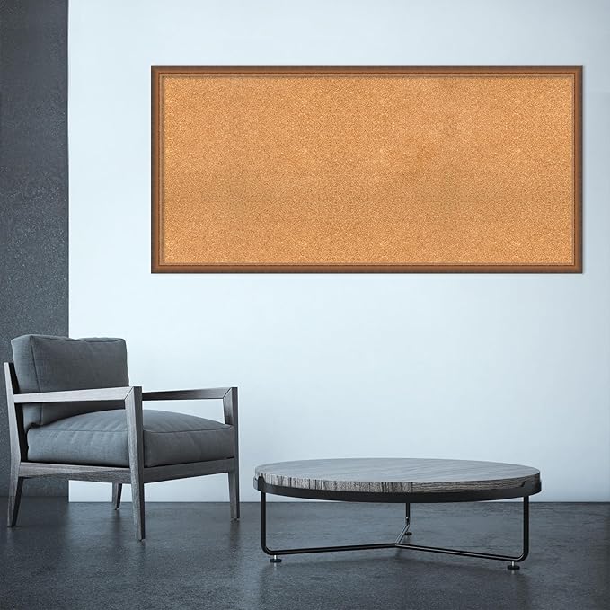 Amanti Art Natural Cork Board for Wall, 26x54 Vision Board with Bronze Frame, Oversize Corkboard Office Decor for Home Organization, Modern Corkboard Pinboard to Display Items for Home Organization-DeskLoop Office