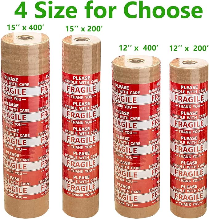 Honeycomb Packing Paper Wrap 15" x200' Sustainable Alternative to Bubble Cushioning Wrap for Moving/shipping/packing Roll with 20 Fragile Sticker Biodegradable & Fully Recylable-DeskLoop Office