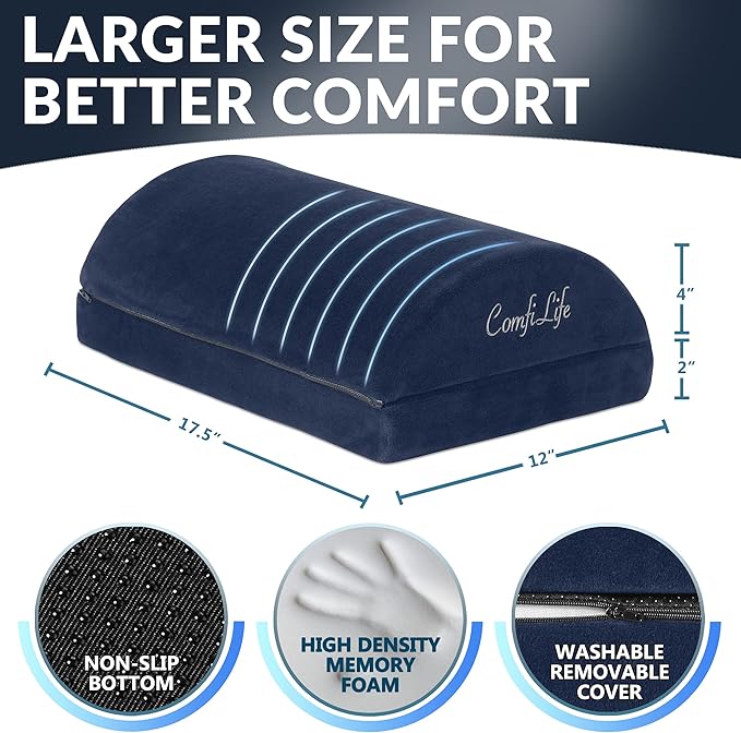 ComfiLife Foot Rest for Under Desk at Work – Adjustable Height Memory Foam Foot Stool for Under Desk, Office Chair & Gaming Chair – Ergonomic Footrest for Back & Hip Pain Relief (Navy)-DeskLoop Office