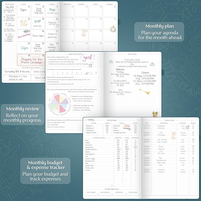 Legend Planner PRO Premium – Large Undated Weekly, Monthly & Budget Planner with Habit Tracker – Life Organizer for Time & Task Management, Goal Setting & Productivity – A4 size (Dark Teal)-DeskLoop Office