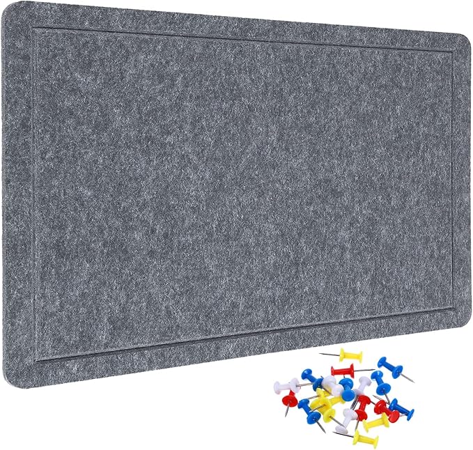 YOKIVE Felt Bulletin Board, 31.5 x 24 -Inch Foldable Decorative Pin Board Self Adhesive Felt Cork Board with 20 Pushpins, Great for Wall, Photo Display, Paste Note, Schedule(Gray)-DeskLoop Office