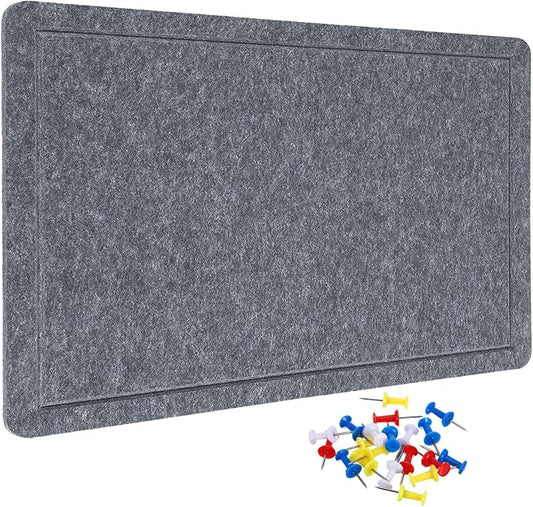 YOKIVE Felt Bulletin Board, 31.5 x 24 -Inch Foldable Decorative Pin Board Self Adhesive Felt Cork Board with 20 Pushpins, Great for Wall, Photo Display, Paste Note, Schedule(Gray)-DeskLoop Office