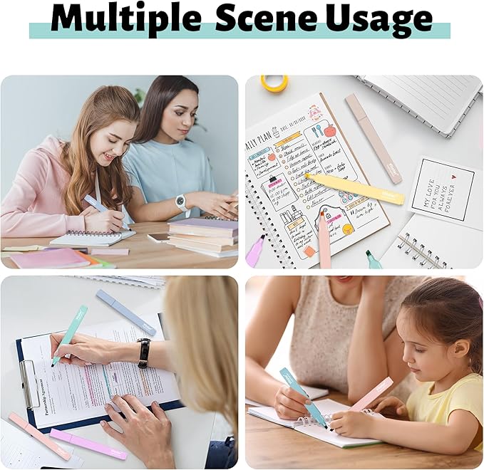 Highlighters, Aesthetic Cute Pastel Highlighters Set, 10 pcs, Chisel Tip, No Bleed Bible Highlighter Assorted Colors, Back to School Supplies-DeskLoop Office