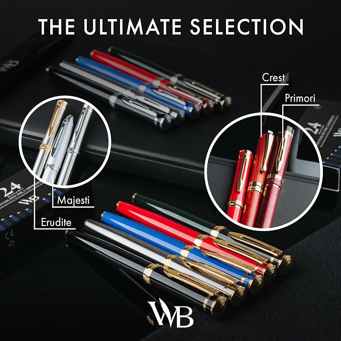 Wordsworth & Black Fountain Pen Set, 18K Gilded Medium Nib, Includes 24 Pack - Image 10