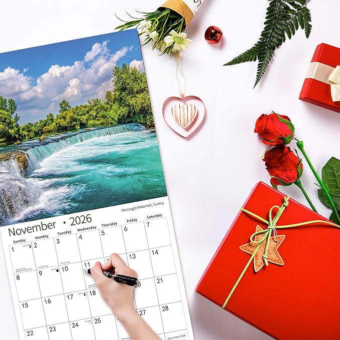 2025 Wall Calendar,Calendar 2026, July 2025 - December 2026, Wall Calendar Waterfall, 12" x 24" Opened,Full Page Months Thick & Sturdy Paper for Calendar Organizing & Planning-DeskLoop Office