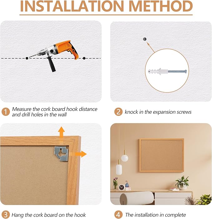 Board2by 2 Pack Cork Board Bulletin Board 24 x 36, Wood Framed Corkboards for Wall Decor, Hanging Office Message Board, Large Wall Mounted Notice Pin Board with 30 Push Pins for School, Home & Office-DeskLoop Office